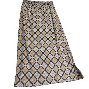 True Vintage 70s Plaid Maxi Skirt Elastic Waist Boho Cottagecore Earth Tone